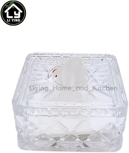 Liying 1Pcs Square Shape Crystal Tissue Box Glass for Table Top, Crystal Napkin Holder, Table Top Decor, Car Decoration Rustic Tissue Case #1