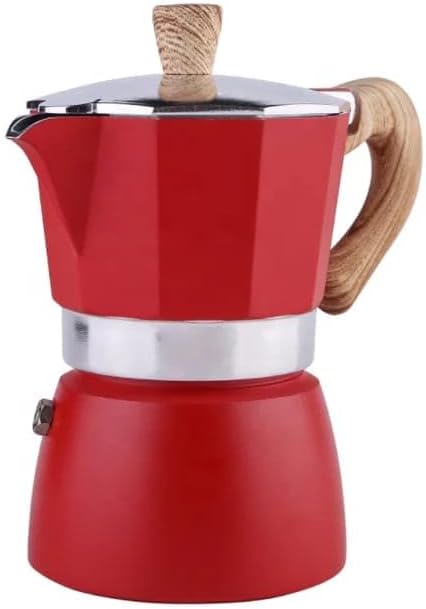 Liying Stovetop Espresso Maker Moka Pot (3cup), Leak-Proof, Perfect for Authentic Cuban & Italian Style Espresso (RED)