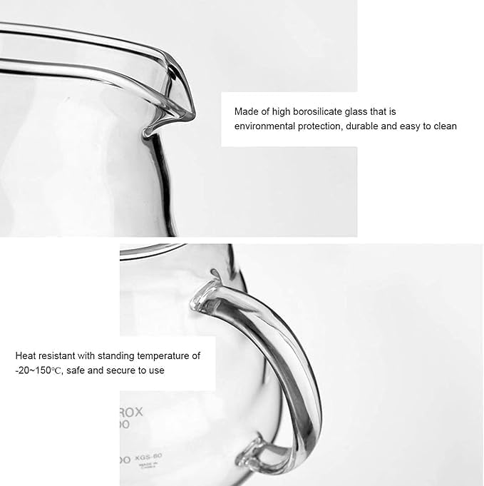 Liying Clear Glass Range Coffee Server (300ML) Carafe with Lid for Pour Over Tea & Coffee Maker, Heat Resistant Glass…