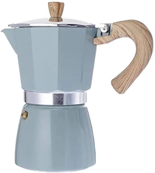 Liying Stovetop Espresso Maker Moka Pot (3cup), Leak-Proof, Perfect for Authentic Cuban & Italian Style Espresso (BLUE)