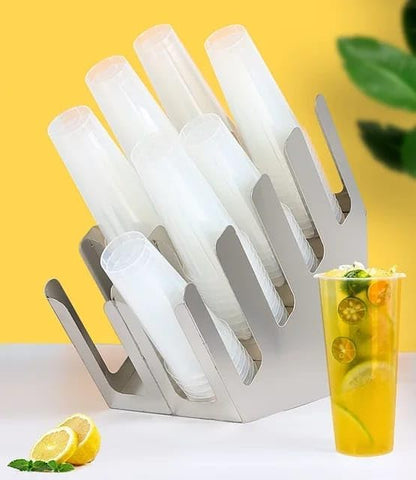 Liying Stainless steel Paper Cup Holder and Lid Holder Coffee Cup Dispenser, Disposable Cup Organizer for Countertop Coffee Station Bar Restaurant Breakroom