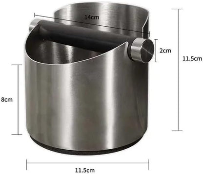 Liying Stainless Steel Espresso Knock Box (Round) Container Waste Bin Coffee Tools for Barista and Non-slip Base (Silver)