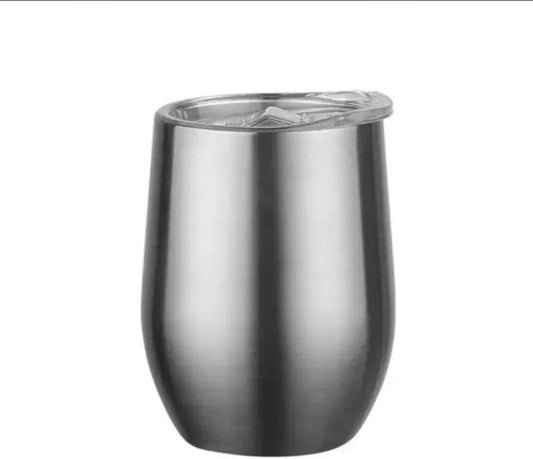 Liying 350ml Insulated Wine Tumbler with Lid Double Wall Vacuum Stainless Steel Wine Glass Coffee Mug Insulated Tumbler Cup for Champaign, Cocktail, Beer (Silver)