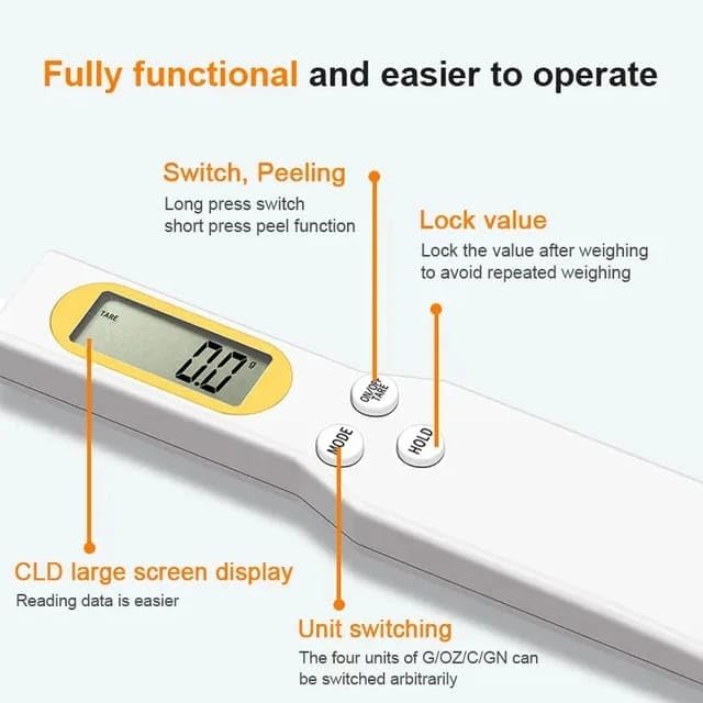 Liying Digital Measuring Spoon, Electronic Adjustable Measuring Spoon Scale 500g / 0.1g High Precision for Kitchen Gadgets Daily Meals Pet/Dog Food Measuring Scoop (White)