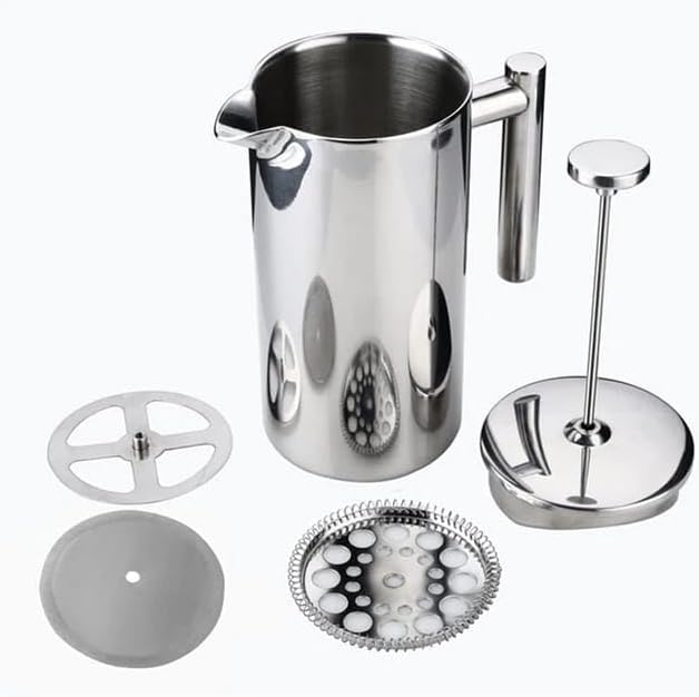 Liying 350ml French Press Coffee Maker, Sturdy Insulated Coffee Press, Stainless Steel Mini Camping Coffee Maker, Small French Press, Elegant Travel Coffee Pot, 1-2 Cup Capacity