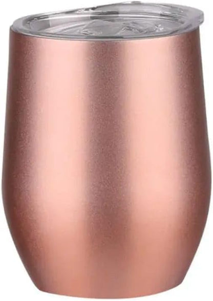 Liying 350ml Insulated Wine Tumbler with Lid Double Wall Vacuum Stainless Steel Wine Glass Coffee Mug Insulated Tumbler Cup for Champaign, Cocktail, Beer (Copper)