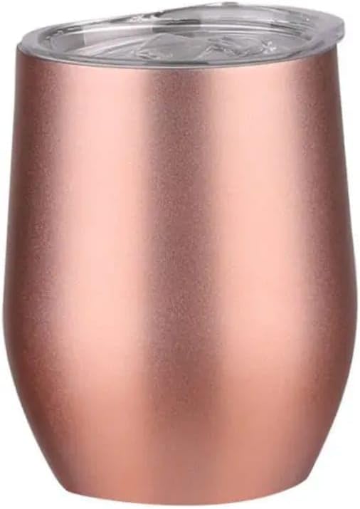 Liying 350ml Insulated Wine Tumbler with Lid Double Wall Vacuum Stainless Steel Wine Glass Coffee Mug Insulated Tumbler Cup for Champaign, Cocktail, Beer (Copper)