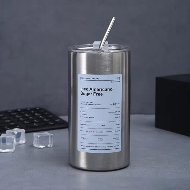 Liying 500mlStainless Steel Coffee Tumbler with Straw and Lid Sealed Carry on, Glass Iced Coffee Cup, Leak-Proof Tumbler Cup, Reusable Smoothie Mugs for Cold & Hot Drinks, Coffee, Tea (Silver)