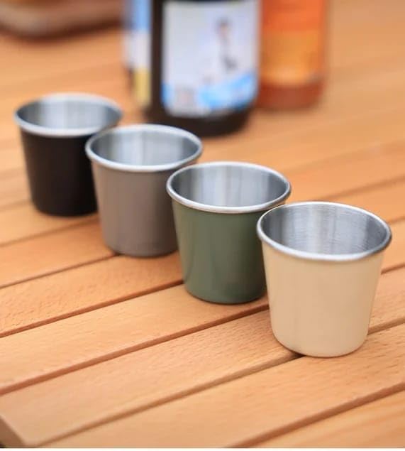 Liying 4Pcs Stainless Steel Shot Cups (250ml), Espresso shot cup, Drinking Tumbler Vessel for Coffee, Cocktail, Beer, Whiskey Water Bar Home Restaurant