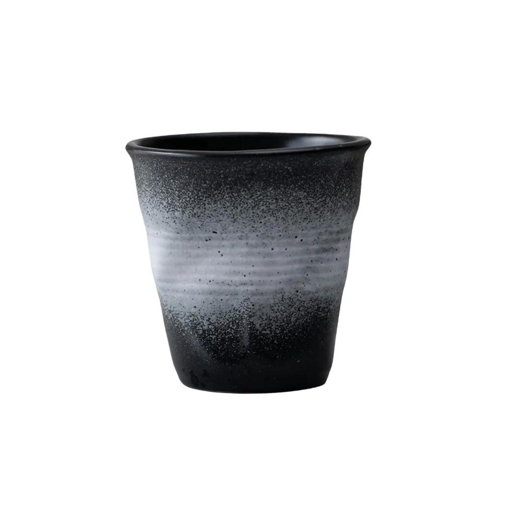 Liying Retro Ceramic Coffee Cup 75ml Handmade Art design cup for coffee Cappuccino Tea white shade black Cups