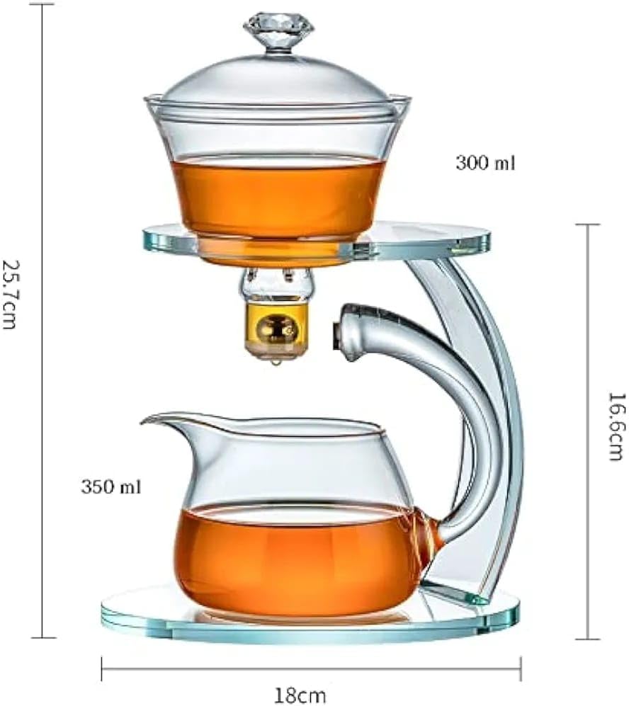 Liying Kungfu Glass Tea Set Magnetic Water Diversion Rotating Cover Bowl Semi-Automatic Glass Teapot Suit (white) #2