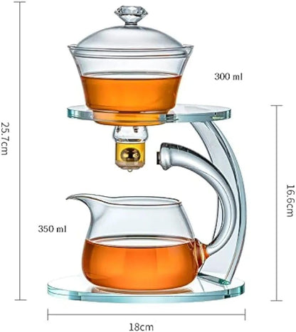 Liying Kungfu Glass Tea Set Magnetic Water Diversion Rotating Cover Bowl Semi-Automatic Glass Teapot Suit (white) #2