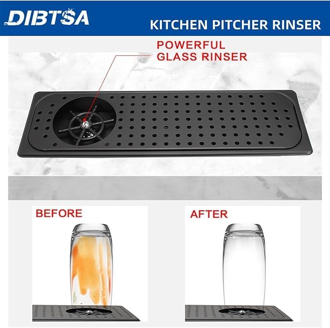 Liying Stainless Steel Espresso Coffee Bar Countertop Pitcher Rinser Sink with Side Spray,Drain and Drip Tray,Matte Black Large Size 20.86 x 6.37 x 1.49 Inches