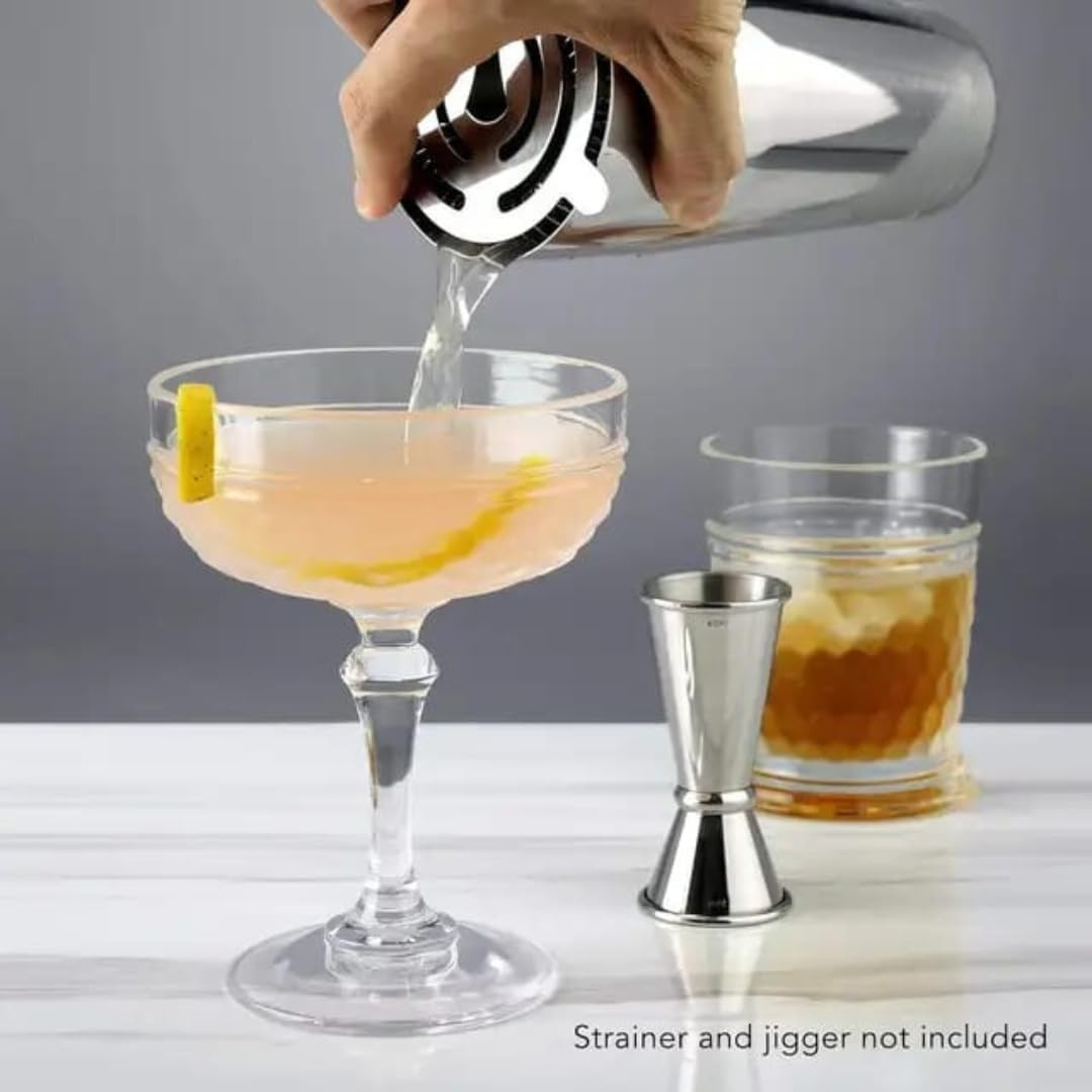 Liying Stainless Steel Boston Cocktail Shaker 750ml, Drink Mixer with Built-in Strainer for Mixing Drinks Margaritas (Silver)
