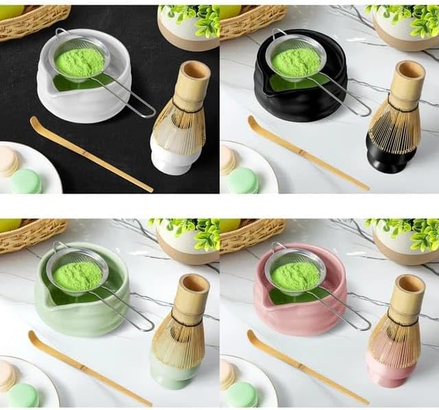 Liying Japanese Pottery Tea Ceremony Matcha Bowl Hand Made Porcelain with White Matte Glaze For Perfectly Whisked Matcha Green Tea (White)