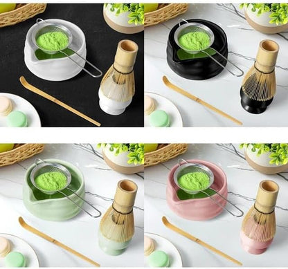Liying Japanese Pottery Tea Ceremony Matcha Bowl Hand Made Porcelain with White Matte Glaze For Perfectly Whisked Matcha Green Tea (White)