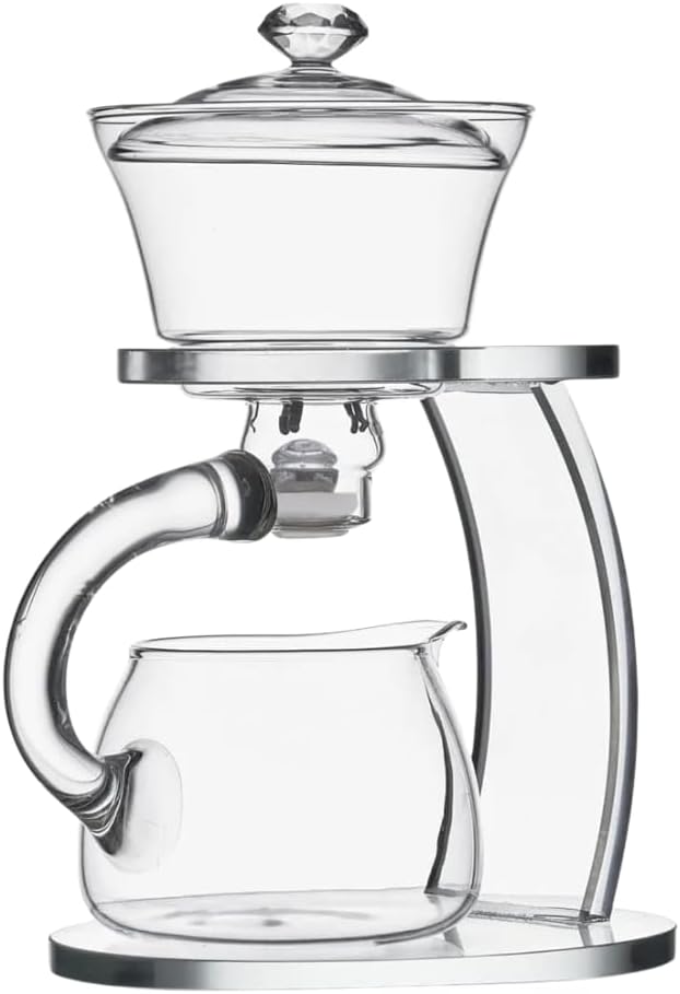 Liying Kungfu Glass Tea Set Magnetic Water Diversion Rotating Cover Bowl Semi-Automatic Glass Teapot Suit (white) #2