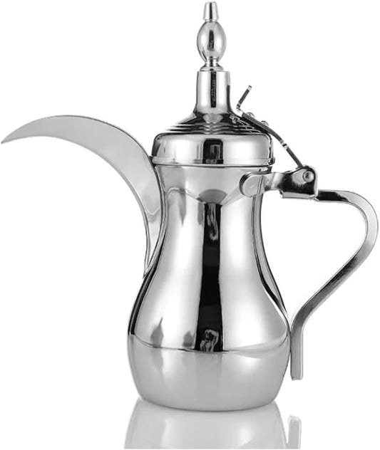 Liying Stainless Steel Arabic Coffee Pot 18 oz, Durable Coffee Maker for Kitchen, Outdoor, Camping, Backpacking, Stovetop safe (Silver)
