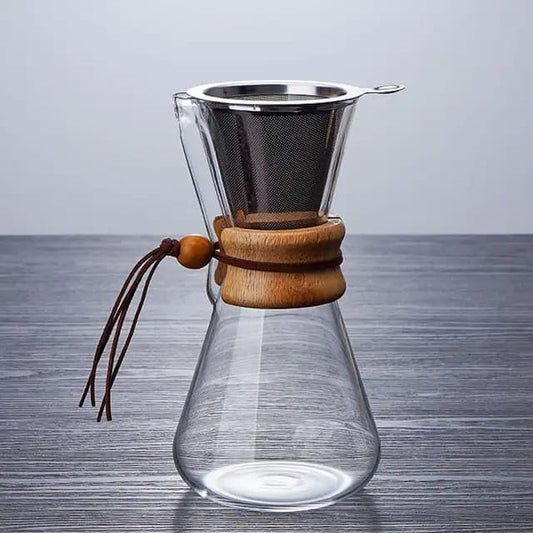Liying 600ml Pour Over Coffee Maker 8 Cup Classic Series Coffee Dripper Brewer Glass Coffee Carafe High Heat Resistant
