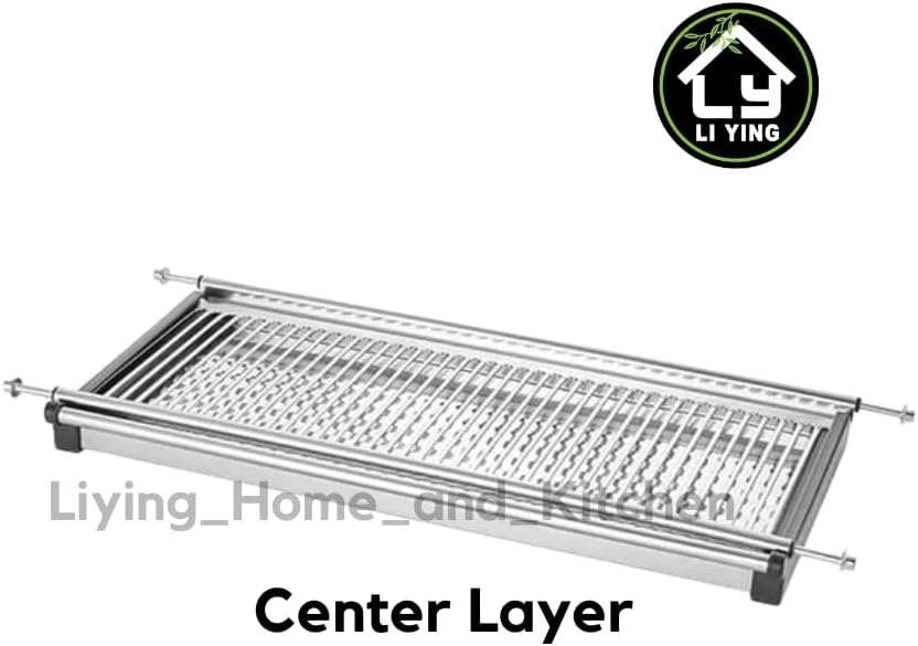Liying 3-tier Dish Rack with Cup Holder, Dish Drainer with Automatic Drainage, Drainboard and Aluminum Utensil Holder Large Capacity