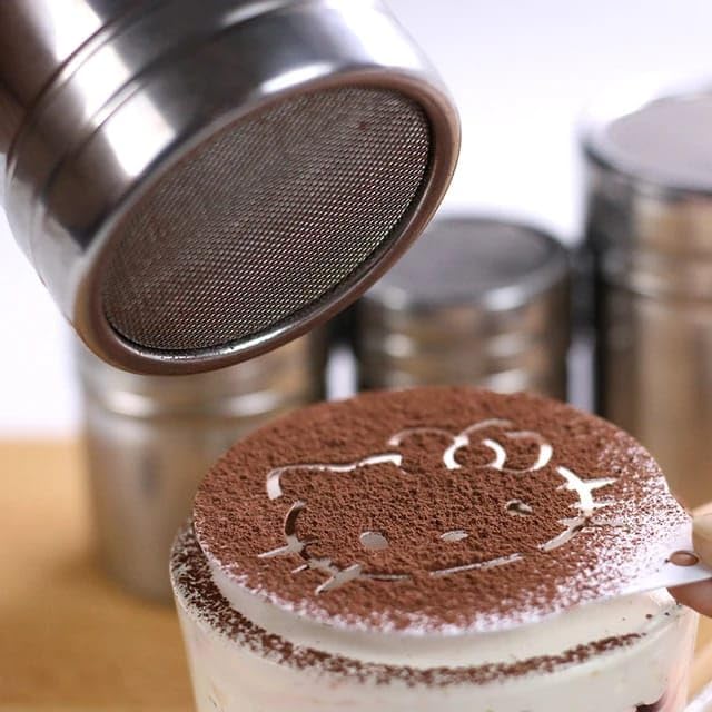 Liying 3Pcs Stainless Steel Coffee Shaker, Sugar Powder, Salt Pot Kitchen Seasoning jar for Kitchen, Coffeeshop, Restaurants, Home (B)