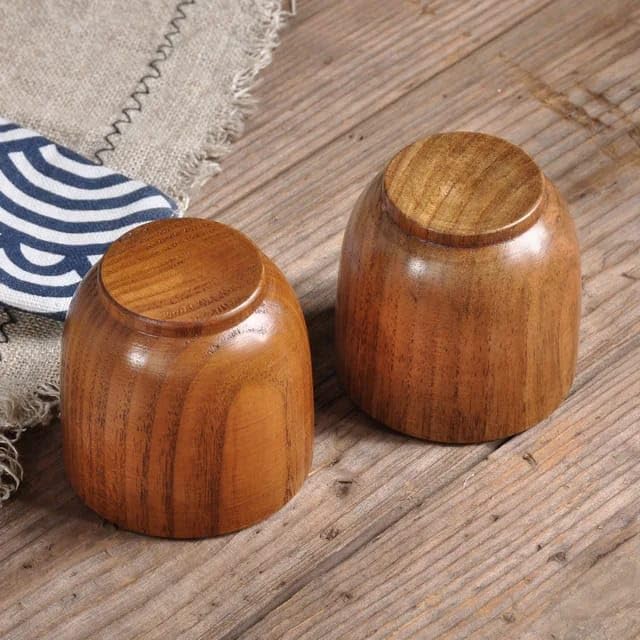 Liying 3Pcs Wooden Tea & Coffee Cup 100ml, Japanese Tea Cup Solid Wood Drinking Cup Teacup Glass for Milk, Hot Drinks
