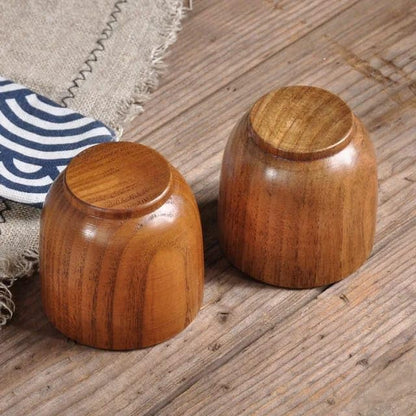 Liying 3Pcs Wooden Tea & Coffee Cup 100ml, Japanese Tea Cup Solid Wood Drinking Cup Teacup Glass for Milk, Hot Drinks