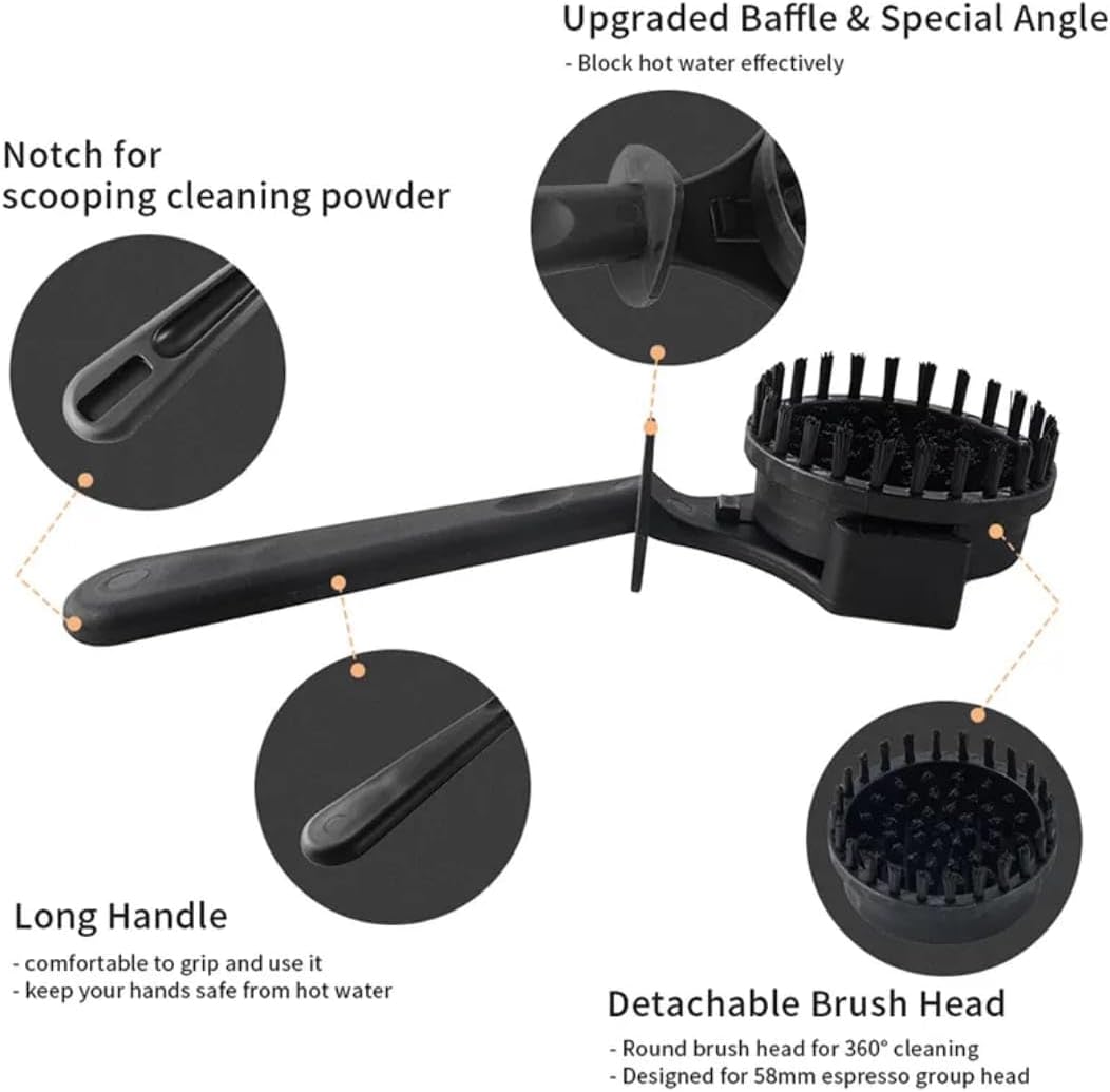 Liying 58mm Espresso Grouphead Coffee Machine Cleaning Brush, Detachable Nylon Bristles Espresso Machine Cleaning Bristle