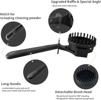 Liying 58mm Espresso Grouphead Coffee Machine Cleaning Brush, Detachable Nylon Bristles Espresso Machine Cleaning Bristle