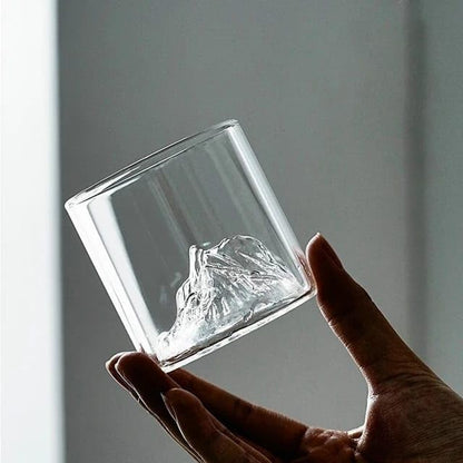 Liying 3Pcs Mountain Design Coffee Mug, 150ml Glass Cup, Large Wide Mouth Clear Glass Tea Cup Aesthetic Stripe Glassware for Coffee, Tea, Dessert, Beverage