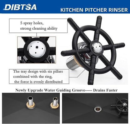 Liying Stainless Steel Espresso Coffee Bar Countertop Pitcher Rinser Sink with Side Spray,Drain and Drip Tray,Matte Black Large Size 20.86 x 6.37 x 1.49 Inches