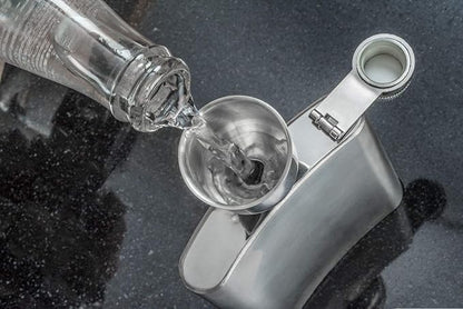 Liying 2pcs Stainless Steel Funnel for Flasks, Small Metal Funnel for Filling Drinking Liquor Flask, Transferring Oil, Juice, Milk, Attached Screw-On Cap