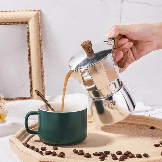 Liying Stovetop Espresso Maker Moka Pot (3cup), Leak-Proof, Perfect for Authentic Cuban & Italian Style Espresso (Silver)