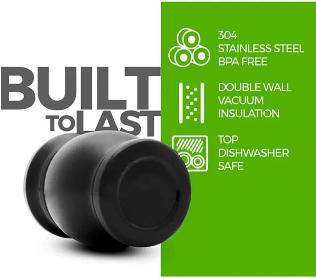 Liying Stainless Steel Double-Wall Mate Cup And Bombilla Set - Yerba Mate set Includes One Yerba Mate Cup, 2 Bombillas Mate (Straw) & Brush (black)