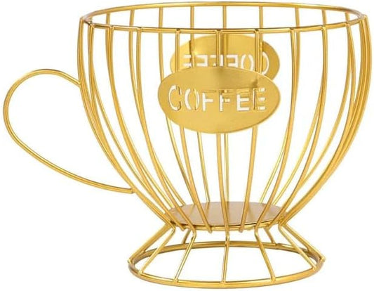 Liying Coffee Capsule Basket for Counter Coffee Table Bar, Metal Espresso Pod Keeper Storage for Home Cafe Hotel, (Gold)