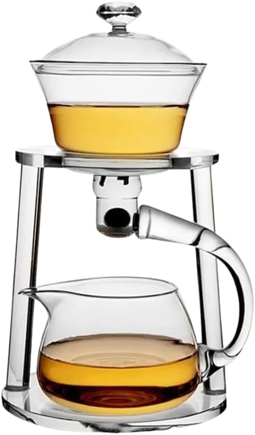 Liying Kungfu Glass Tea Set Magnetic Water Diversion Rotating Cover Bowl Semi-Automatic Glass Teapot Suit (white) #1