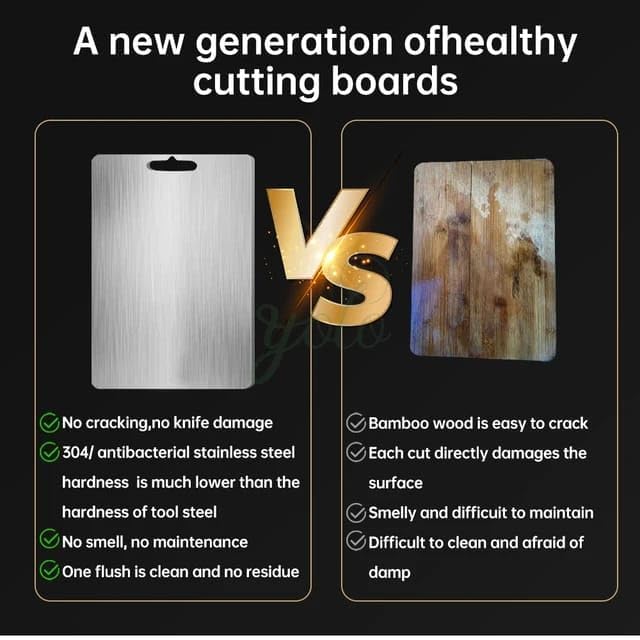 Liying Stainless Steel Cutting Board - Cutting Boards (29 * 20cm) for Kitchen, Dishwasher Safe Double-Sided Stainless Steel Board for Home, Kitchen, Outdoor Camping, Restaurant & Hotel (Small)