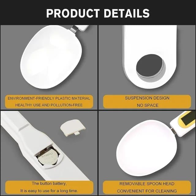 Liying Digital Measuring Spoon, Electronic Adjustable Measuring Spoon Scale 500g / 0.1g High Precision for Kitchen Gadgets Daily Meals Pet/Dog Food Measuring Scoop (White)