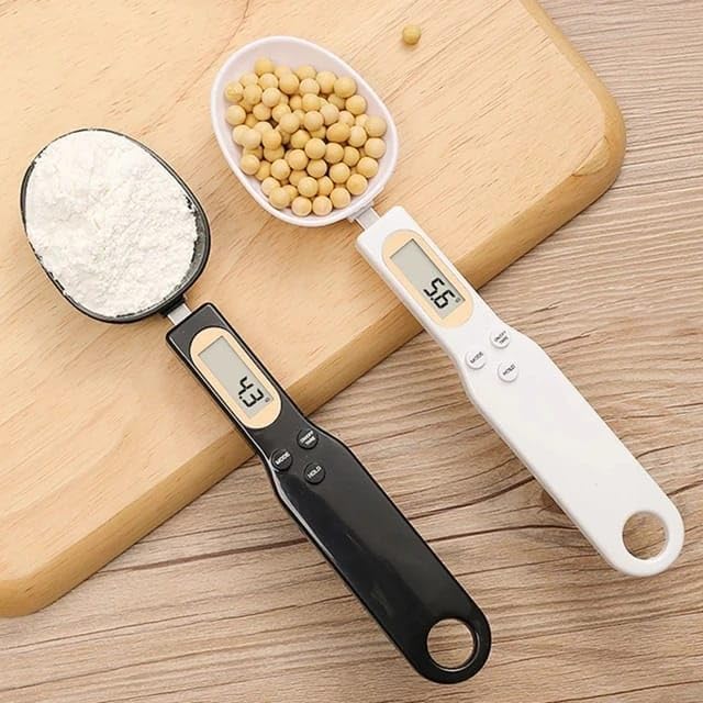 Liying Digital Measuring Spoon, Electronic Adjustable Measuring Spoon Scale 500g / 0.1g High Precision for Kitchen Gadgets Daily Meals Pet/Dog Food Measuring Scoop (Black)