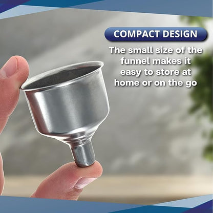 Liying 2pcs Stainless Steel Funnel for Flasks, Small Metal Funnel for Filling Drinking Liquor Flask, Transferring Oil, Juice, Milk, Attached Screw-On Cap