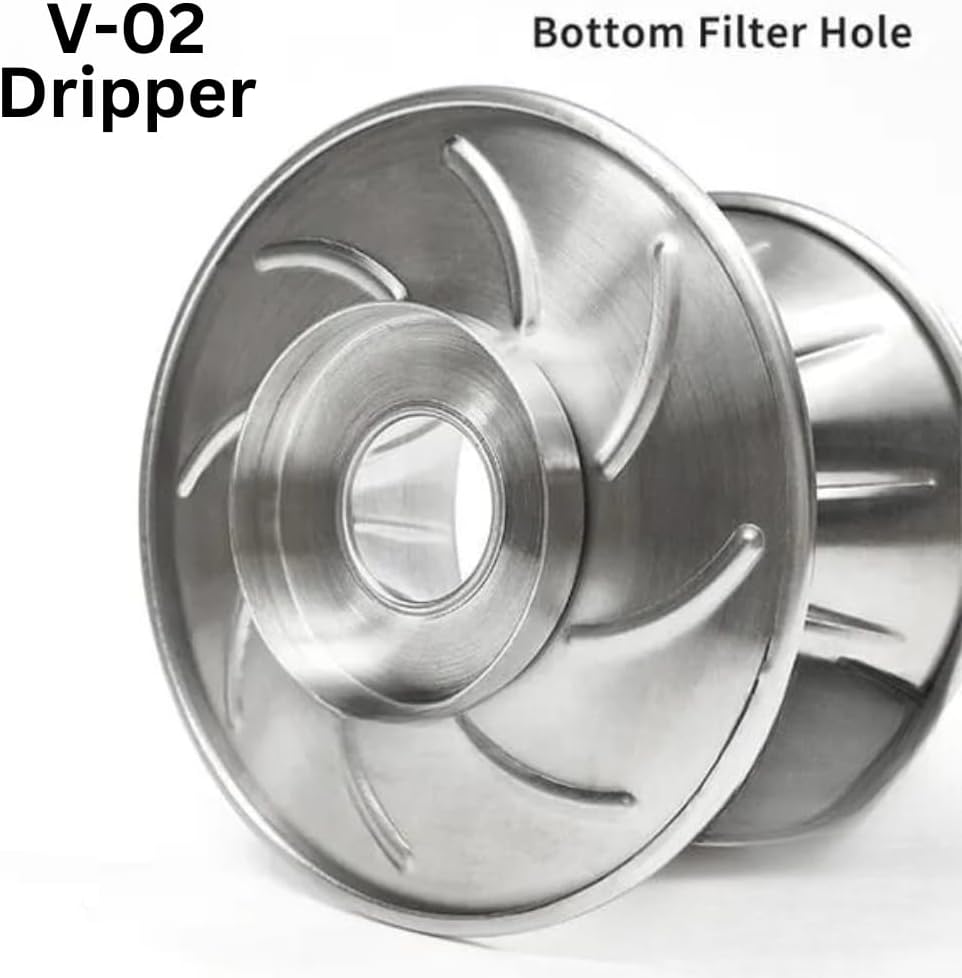 Liying 01Pcs- V01 Pour Over Coffee Dripper Stainless Steel without handle Metal Reusable Cone Coffee Filter Slow Brewing Accessories for Home Cafe Restaurants