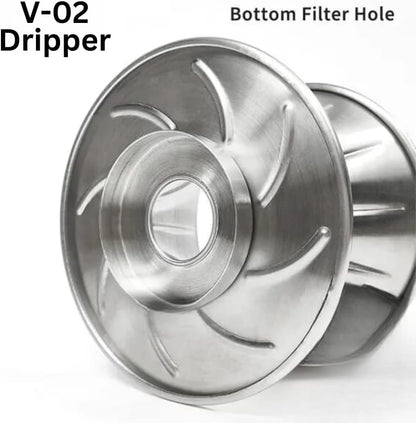 Liying 01Pcs- V01 Pour Over Coffee Dripper Stainless Steel without handle Metal Reusable Cone Coffee Filter Slow Brewing Accessories for Home Cafe Restaurants