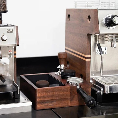 Liying Premium Wooden Espresso Knock Box, 24 x 24 x 8.5 cm, 4-in-1 Tamping Station for coffee shop, barista, home