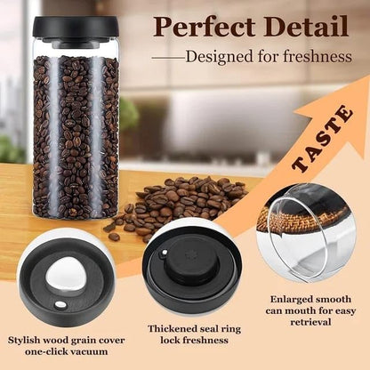 Liying Airtight Food Storage Large Containers, Vacuum, 500ml, Coffee Beans Canister, Suitable for Tea, Flour, Spices, Rice, Dry Goods, Home Kitchen