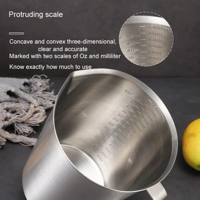 Liying 1.5L Stainless Steel Milk Frothing Pitcher with measurement and Marking Handle for Espresso Machines, Latte Art