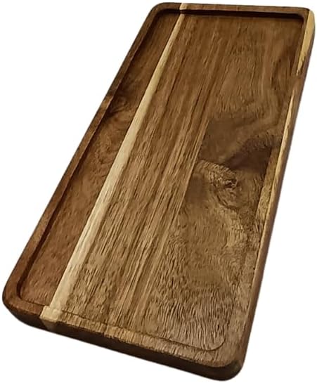 Liying Rectangular Serving Oak Wooden Tray 30x15cm for Serving Beverages & Food on Bar, Living Room, Home, Dining Table