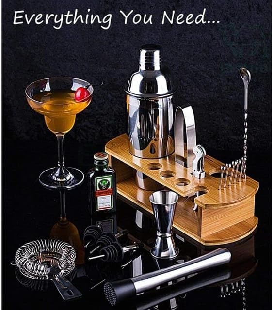 Liying Cocktail Shaker Set,16-PCS Bartender Kit with Stylish Bamboo Stand,25oz/750ml Martini Shaker Set,Stainless Steel Professional Bar Tool Set,Perfect Home Bartending Kit,Great Gift Idea