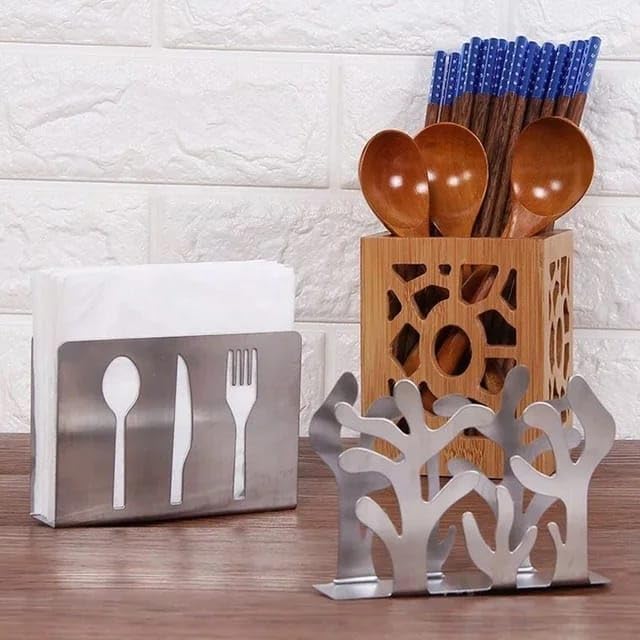 Liying Stainless Steel Napkin Holder Triangle Shape Tissue Stand Hollow-out Tissue Rack for Restaurants, Home, Cafe and Decoration..