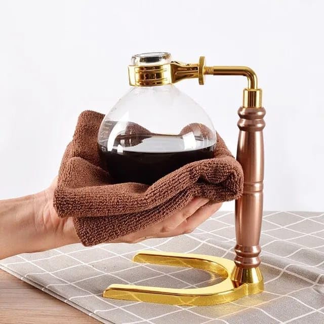 Liying 3cup Tabletop Siphon (Syphon) Coffee Maker with Alcohol Burner, Plastic Coffee Powder Spoon, Filter Cloth and Wooden Stirrer (Black)