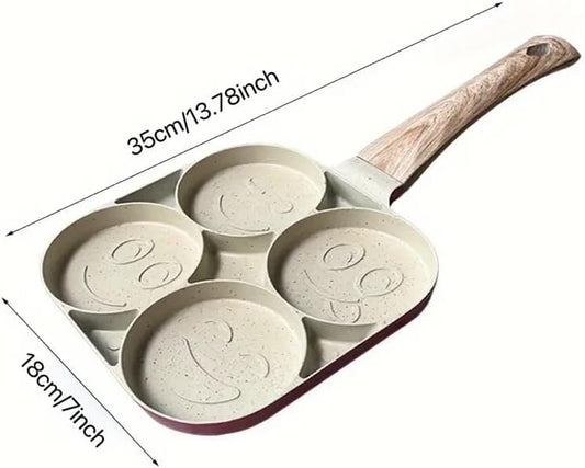 Liying Smiley Face Pancake Griddle Pan, 4 Mini Faces, Nonstick, 35cm x 18cm